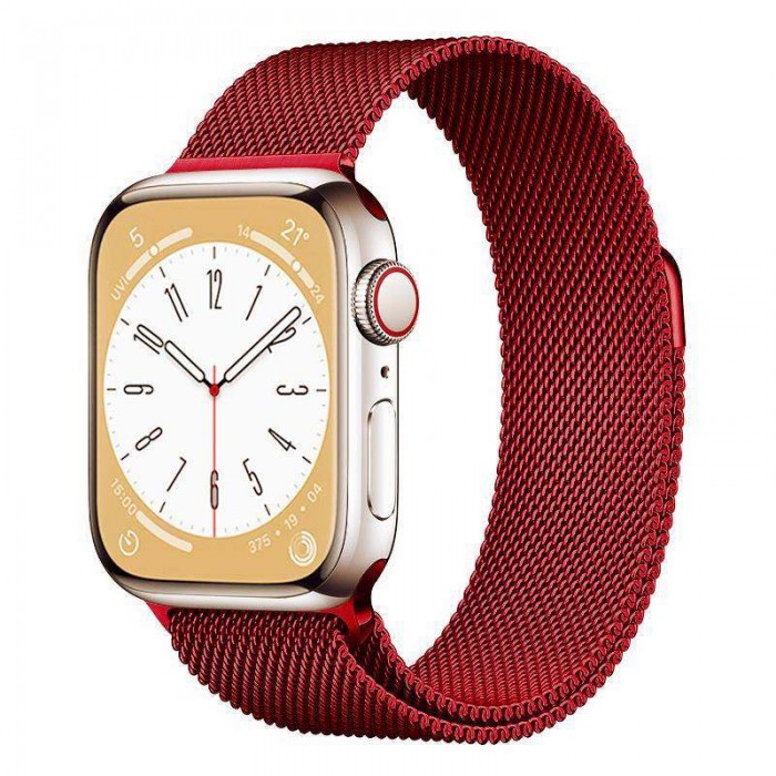Металевий ремінець Міланська петля для Apple Watch (42mm, 44mm, 45mm, 46mm, 49mm Red)
