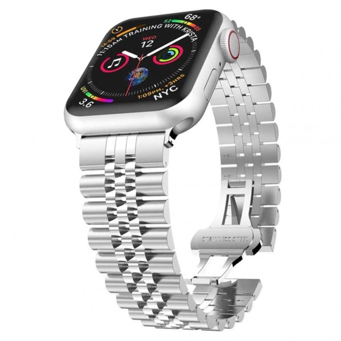 Металевий ремінець Braslet Rolex для Apple Watch (38mm, 40mm, 41mm, 42mm Series 10, Silver)