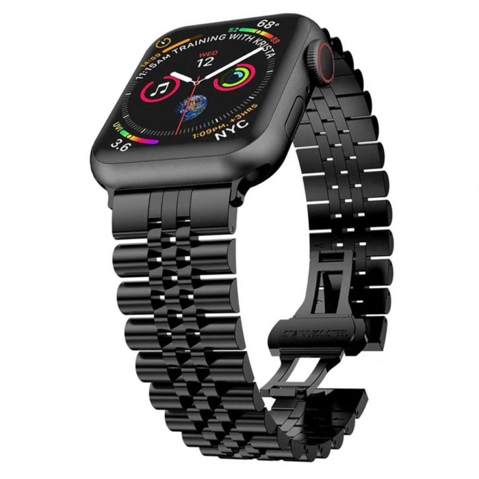 Металевий ремінець Braslet Rolex для Apple Watch (38mm, 40mm, 41mm, 42mm Series 10, Black)